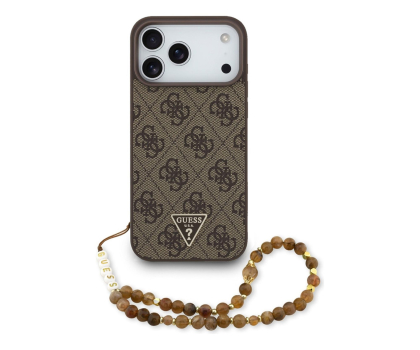 Etui / obudowa na smartfona Guess 4G Strap Triangle Logo MagSafe do iPhone 17 Pro Max brązowy